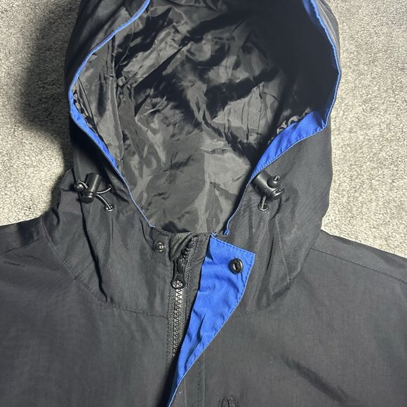 Dominos Gear Jacket Mens Size Large Black Rain Jacket Windbreaker Hooded Zip - Picture 5 of 14